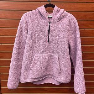 DSG quarter zip Sherpa pullover w/ hood in lilac, size Large; fits like a medium